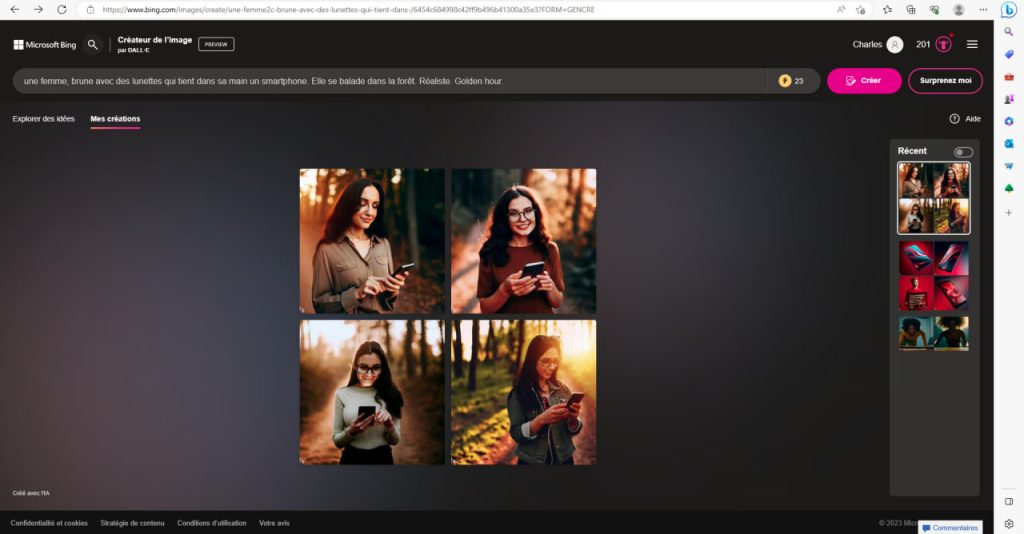images proposées par bing image creator